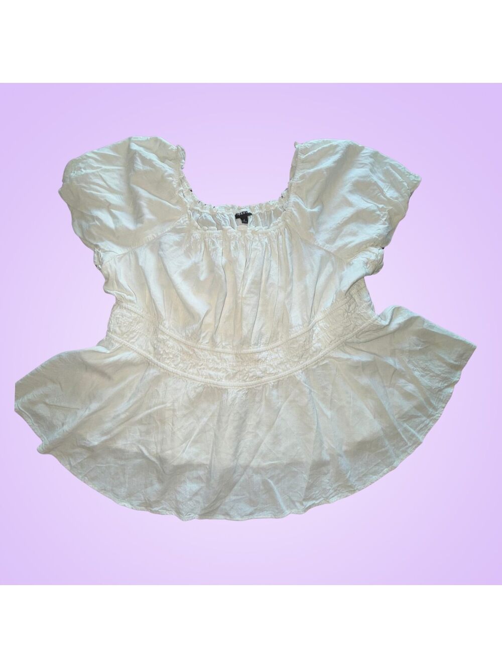 Torrid White Smocked-Waist Peasant Peplum Blouse | Plus Size 4 4X